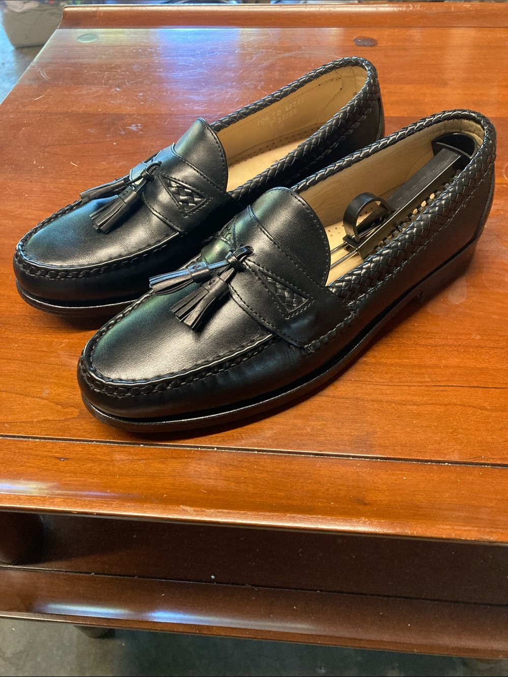 Allen Edmonds Maxfield Tassel  Black Leather Loafers slip on Shoe's